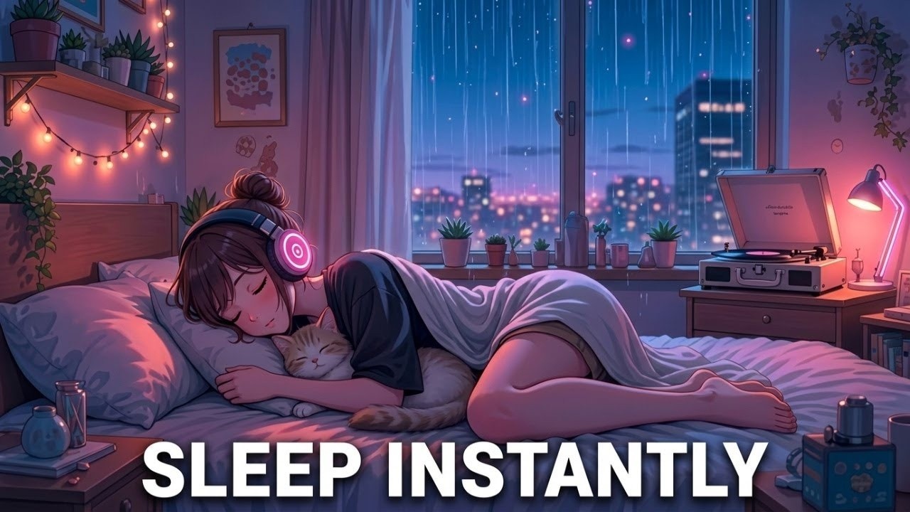 1 Hour City Rain Lofi 🌧️ High-Rise Window Deep Sleep for Overthinkers (No Ads)