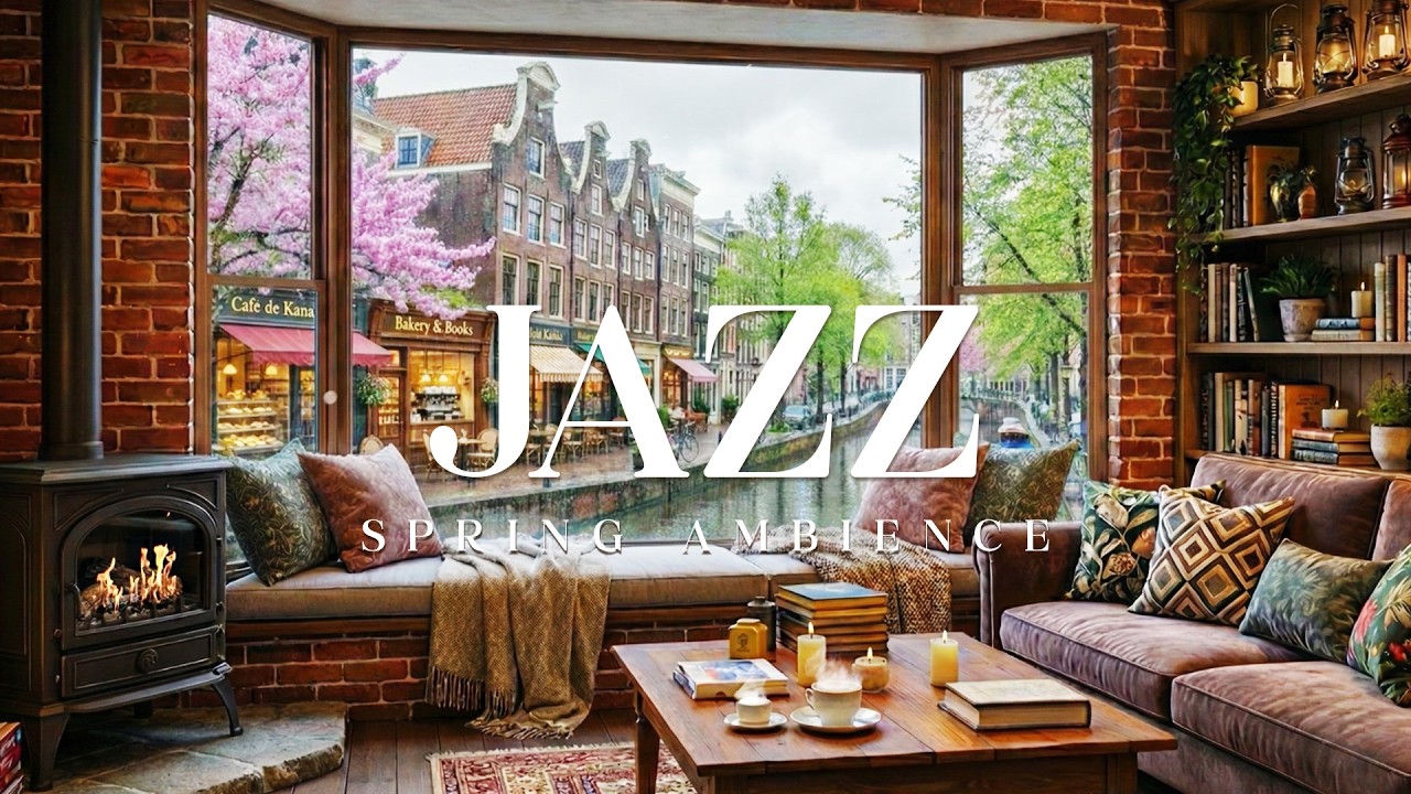Smooth Jazz Music | Relaxing Spring Coffee Shop Ambience for Work & Study
