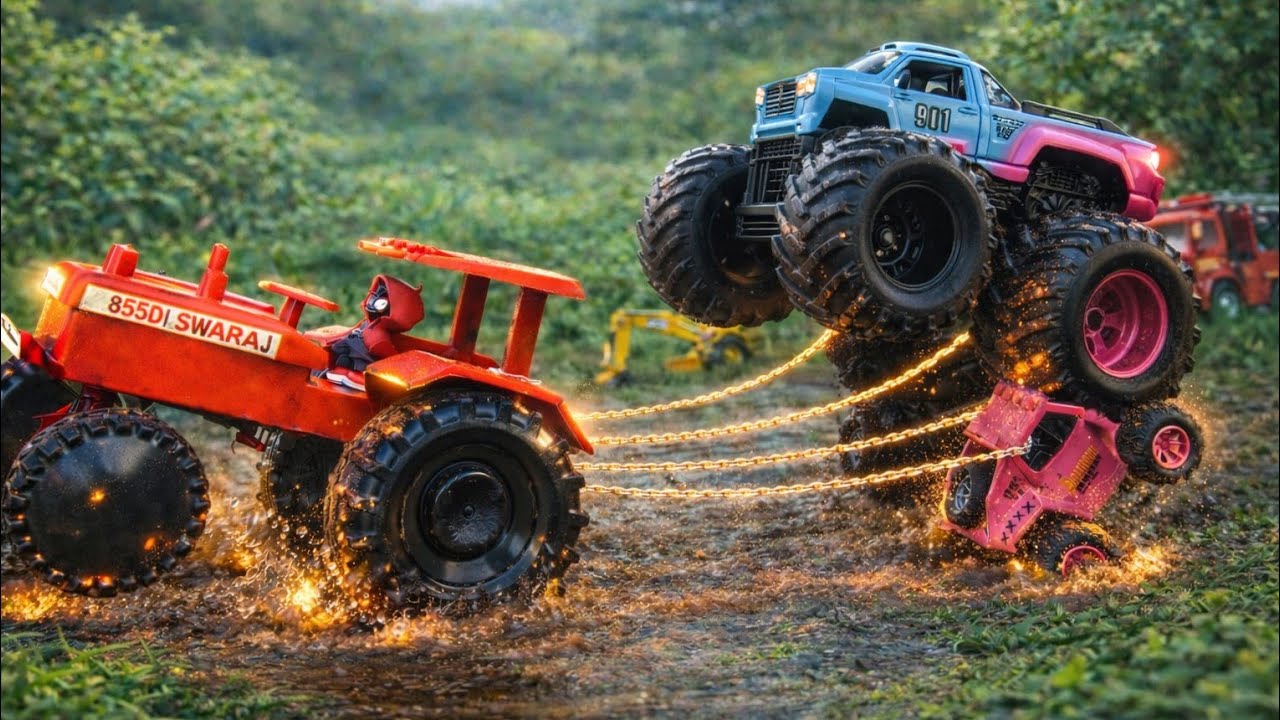 Monster Car vs Tata Truck EPIC Tug of War🚛 | Swaraj Tractor Joins the Battle 🚜|  Truck Save Moment 😱