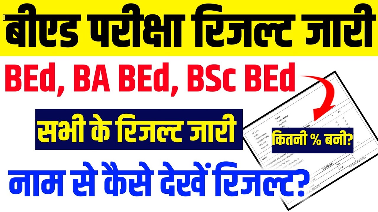 Rajasthan BEd Exam Result 2025 || MGSU  BEd Result 2025 | B.A BEd & BSc BEd Result 2025