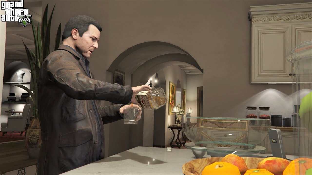 GTA V- What Happen When Michael Drink Whole Bottle Of WHISKEY ?
