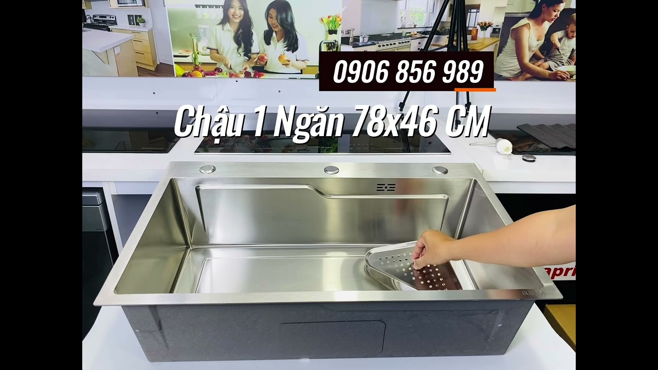 Chậu rửa chén 1 ngăn inox 304 Kích thước 78x46 cm
