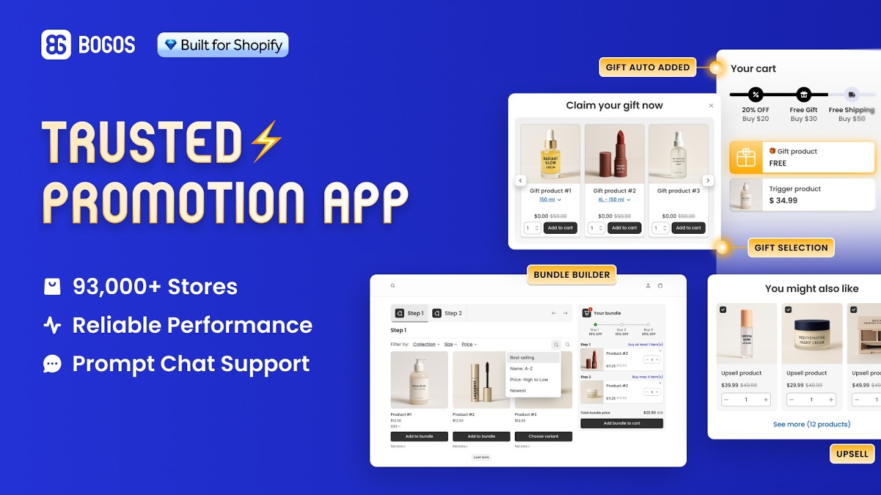 BOGOS: Free Gifts, Discounts, Bundles & Upsells - Powerful Shopify Promotion App