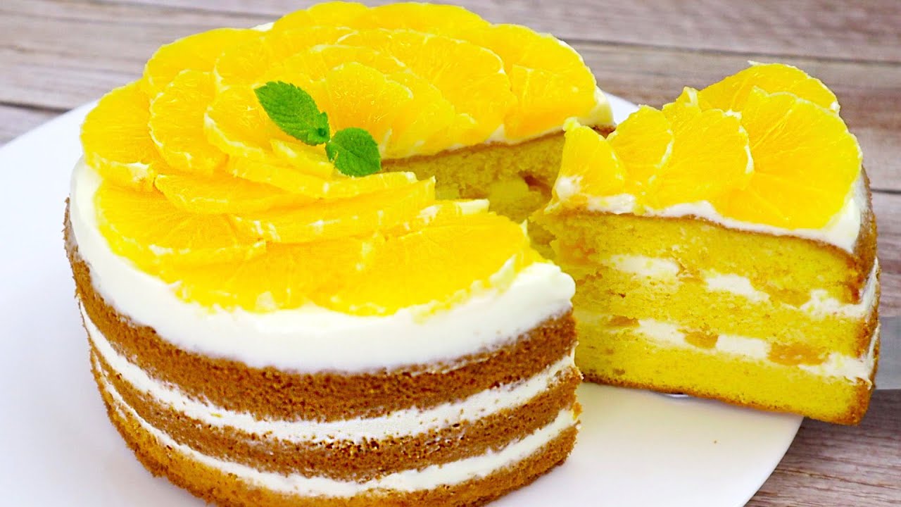 Апельсиновый ТОРТ 🍊 со сливочным Кремом.