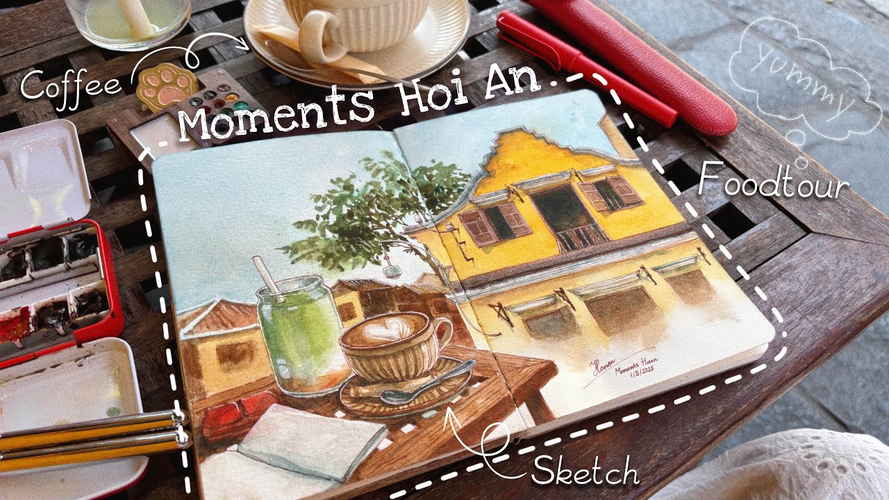 Drawing at a coffee shop in Hoi An | Hoi An travel sketch #2