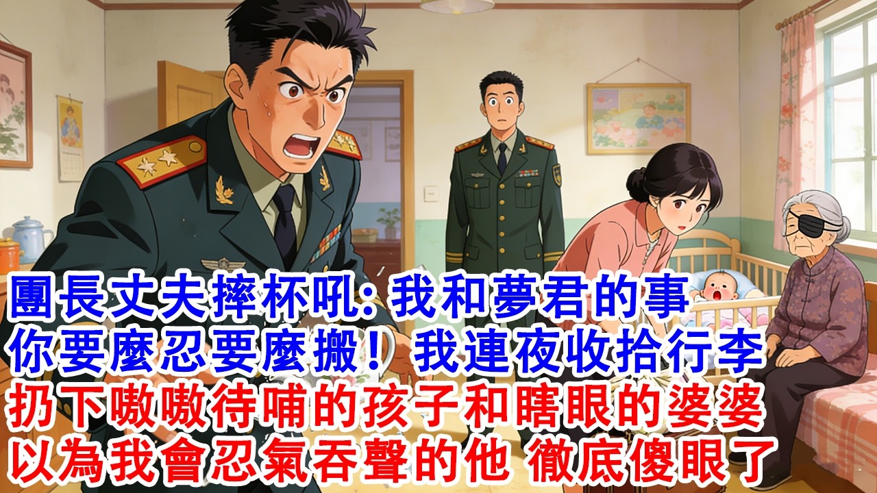 【完結爽文】團長丈夫摔杯吼：我和夢君的事，你要麼忍要麼搬！”我連夜收拾行李，扔下嗷嗷待哺的孩子和眼瞎的婆婆，以為我會忍氣吞聲的他徹底傻眼了#故事 #重生 #爽文 #重生故事 #情感 #小說 #完結