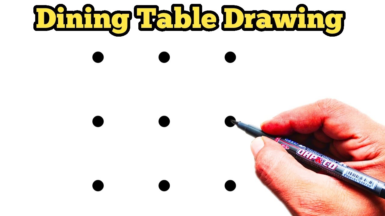 How To Draw Dining Table From 9 Dots | Easy Dining Table Drawing | Dots Drawing