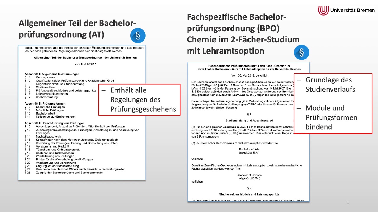 WiSe 2020/21: Ordnungsmittel Lehramt Chemie