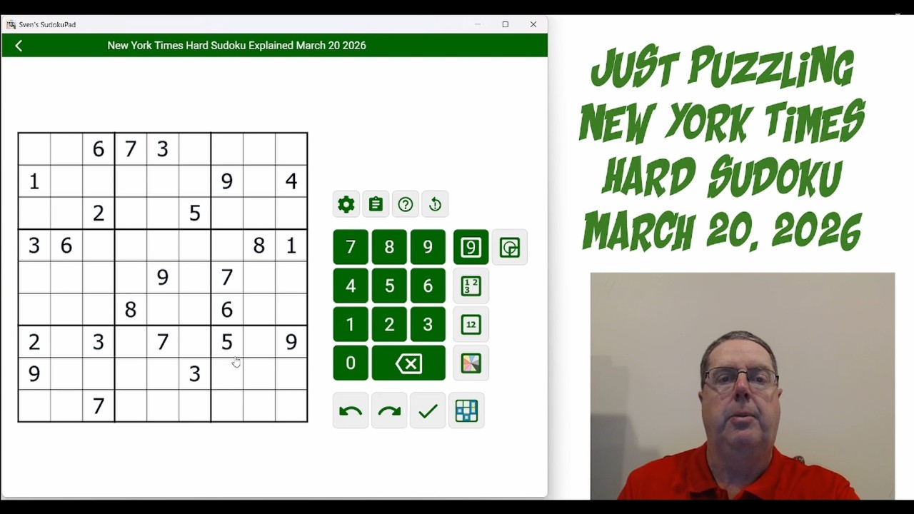 New York Times Hard Sudoku March 20 2026