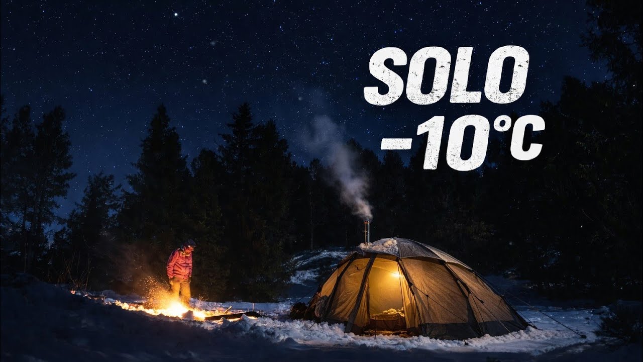 Freezing -10 Solo Hot Tent Winter Camping Deep in Italian Alps with NorTent Gamme 4
