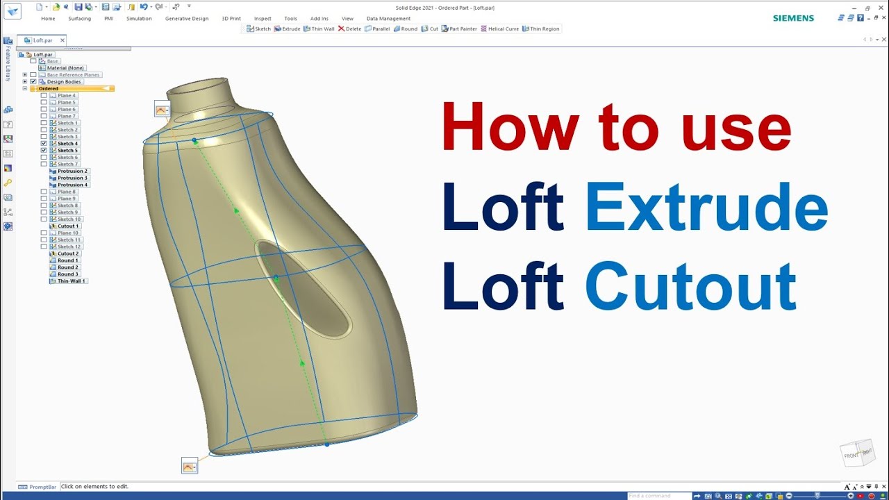 Solid Edge Tutorials #35 | How to use Loft Protrusion & Loft Cutout command
