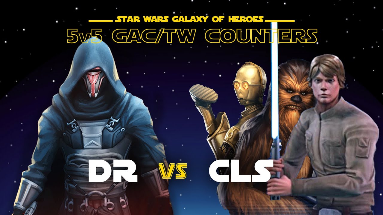 5v5 - Darth Revan vs CLS + Threepio & Chewie | SWGOH GAC DR vs Commander Luke Rebels Counter