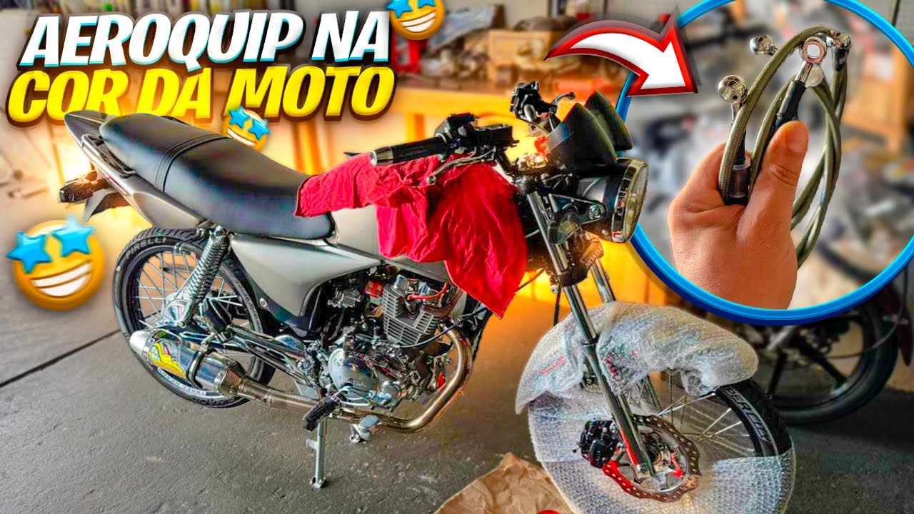 COLOQUEI AEROQUIP DE FREIO NA TITAN 150 4MM [ FICOU TOP ] 🤩