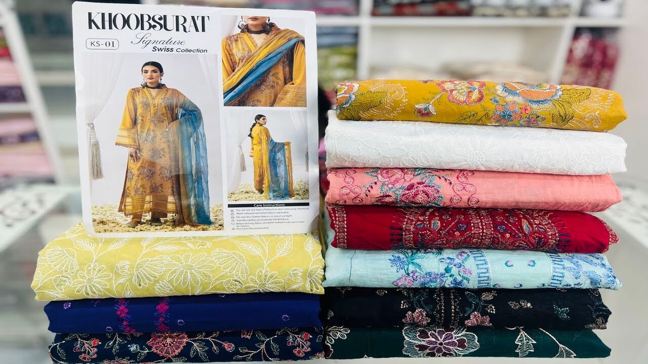 Pakistani KHOOBSURAT Dress with chiffon Dupatta | Luxury Swiss Signature Cotton 3Piece