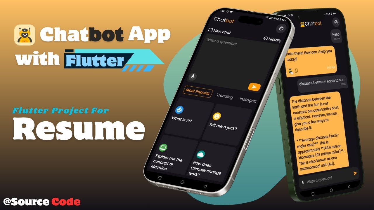 Complete ChatBot App in Flutter using Dart | Flutter Project for Resume | AI Chat bot app in flutter