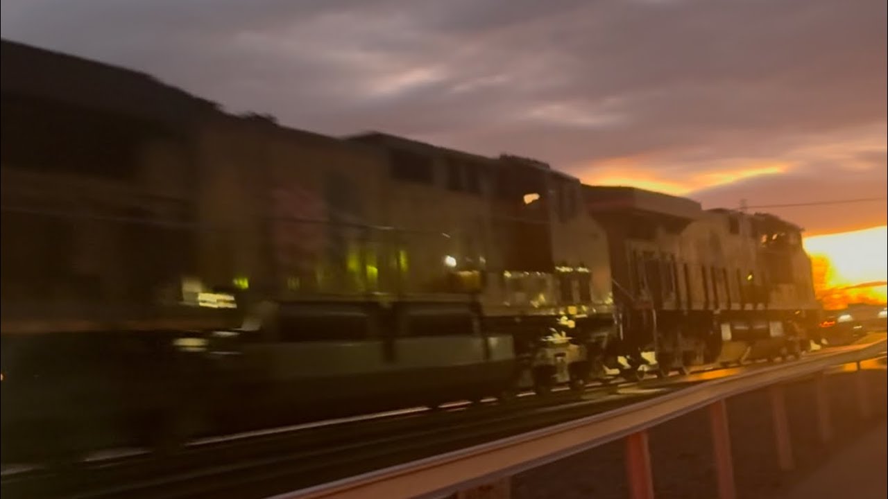 UP Intermodal heading into the sunset in Pacific,Mo. #trains #railfanning #hobby 