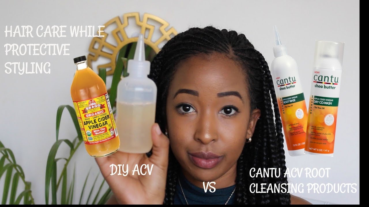 KEEP YOUR HAIR CLEAN AND MOISTURISED WHILE IN BRAIDS | ACV vs Cantu Root Rinse & Dry Co-wash