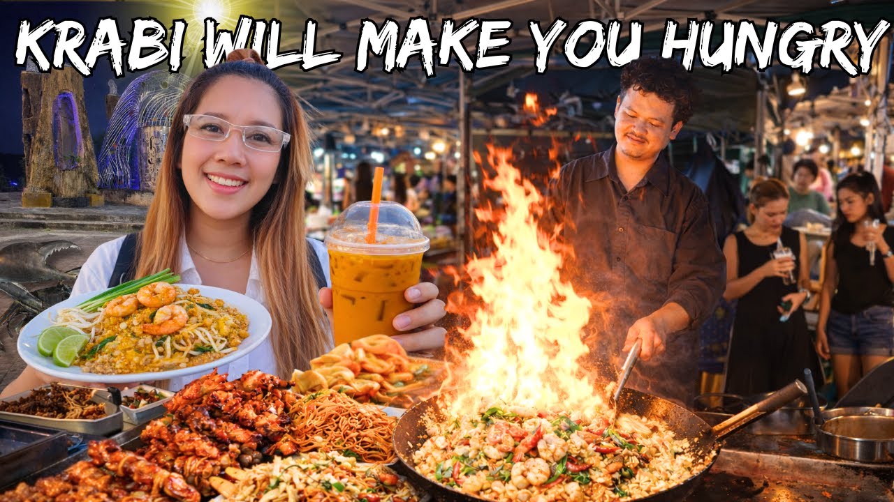 Krabi Street Food Market Tour | Amazing Thai Food Everywhere 🇹🇭