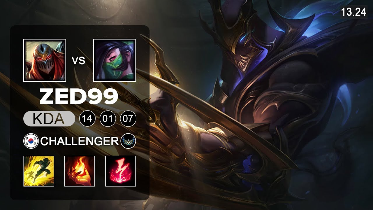ZED99 Zed vs Akali Mid - KR Challenger - Patch 13.24 Season 13