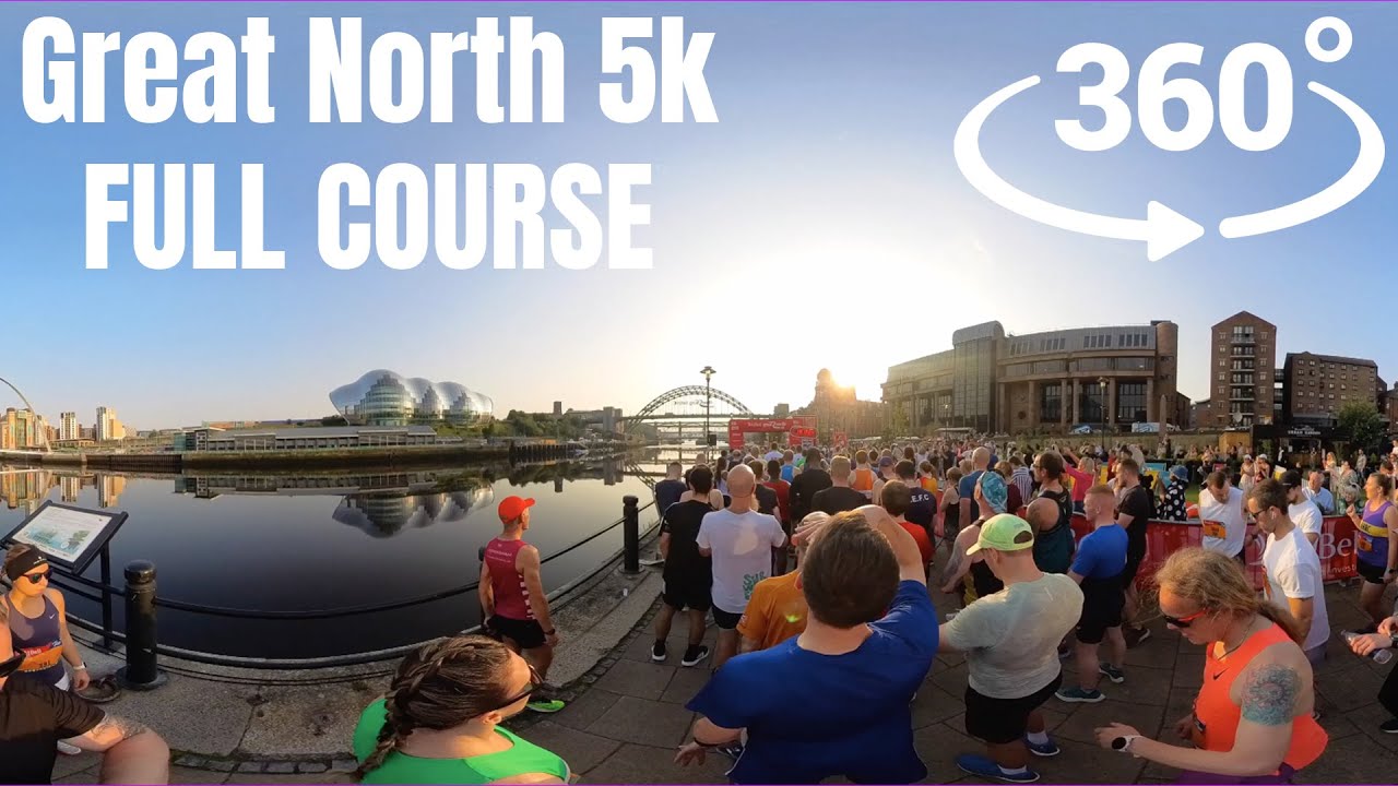 Great North 5k 2023 360 Video | FULL ROUTE | Newcastle Quayside | Treadmill Run