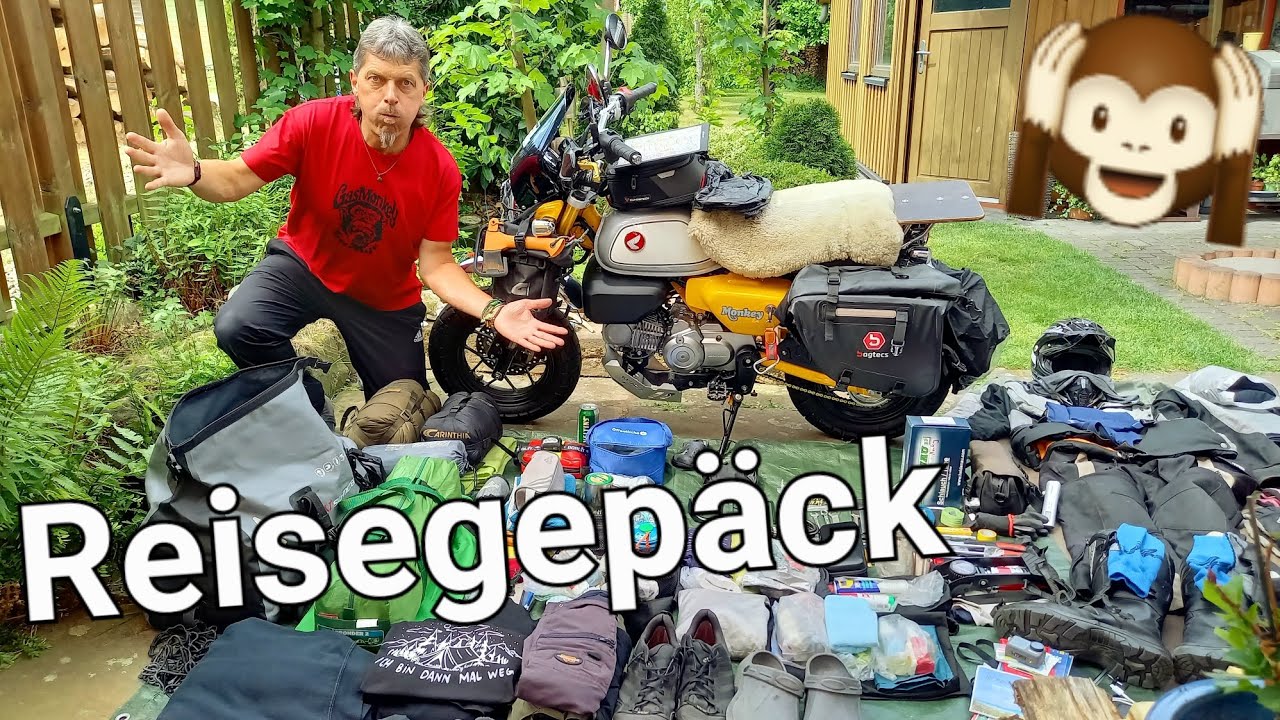 🌍 Reisegepäck für die Motorradtour - weniger ist mehr❗️#hondamonkey #endurowandern #tet