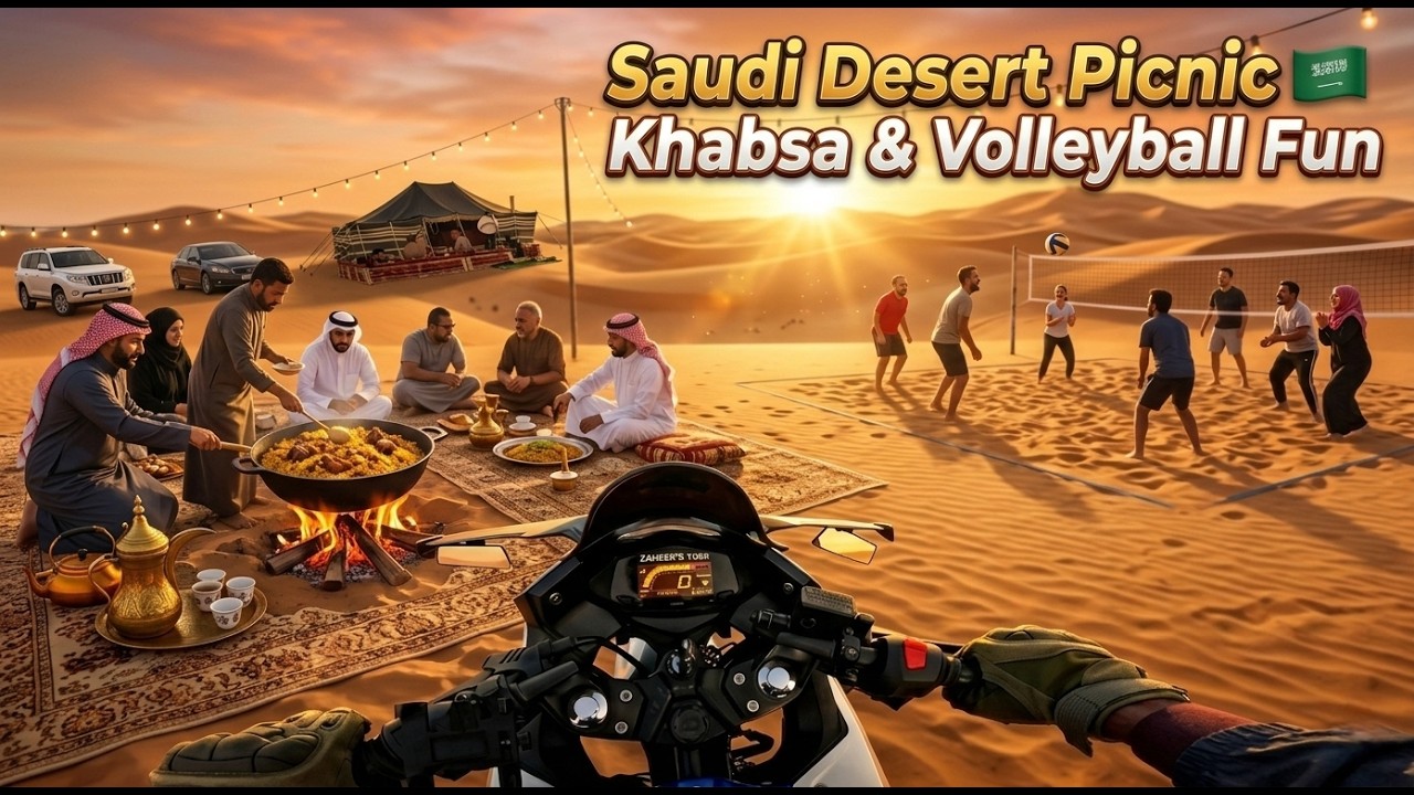 Desert Picnic in Saudi Arabia 🇸🇦 | Khabsa Party & Volleyball Fun | Zahid's Tube Vlog