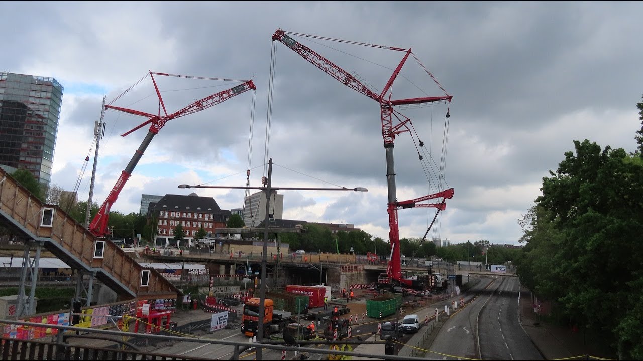 MAMMOET LIEBHERR LTM 11200-9.1 & HARTINGER LTR 11200 beim Ausbau einer Brücke 3. Wochenende, Teil 1