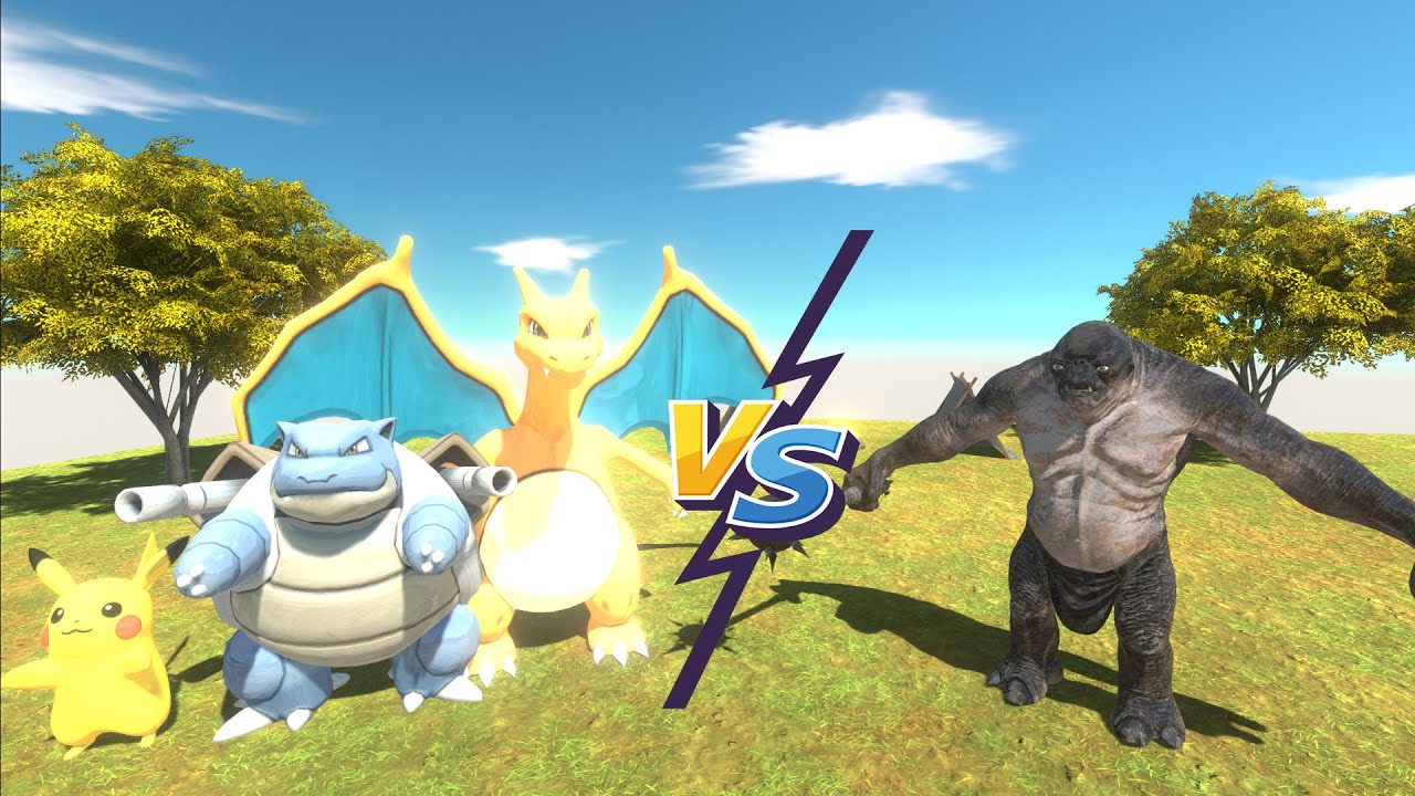 CAVE TROLL DELUXE VS BLASTOISE & PIKACHU & CHARIZAD  - Animal Revolt Battle Simulator