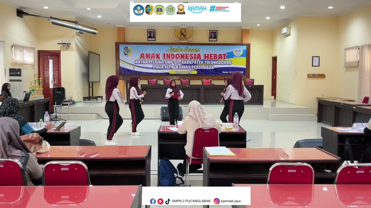 Lomba Senam Anak Indonesia Hebat SMPN 2 Pucanglaban di Dinas Pendidikan Kab. Tulungagung
