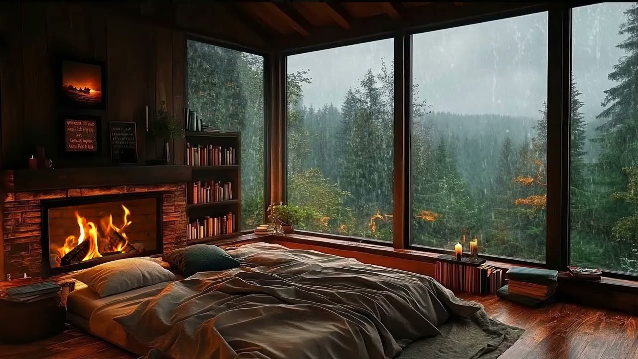 Rain Sounds For Sleeping 🌧️ Goodbye Insomnia with Heavy Rain & Thunder Growls on the Window