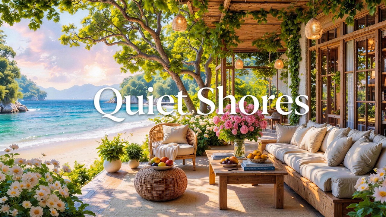 Peaceful Spring Morning with A Gentle Sea Ambience ⛅ Smooth Piano & Soft Waves to Deep Relax