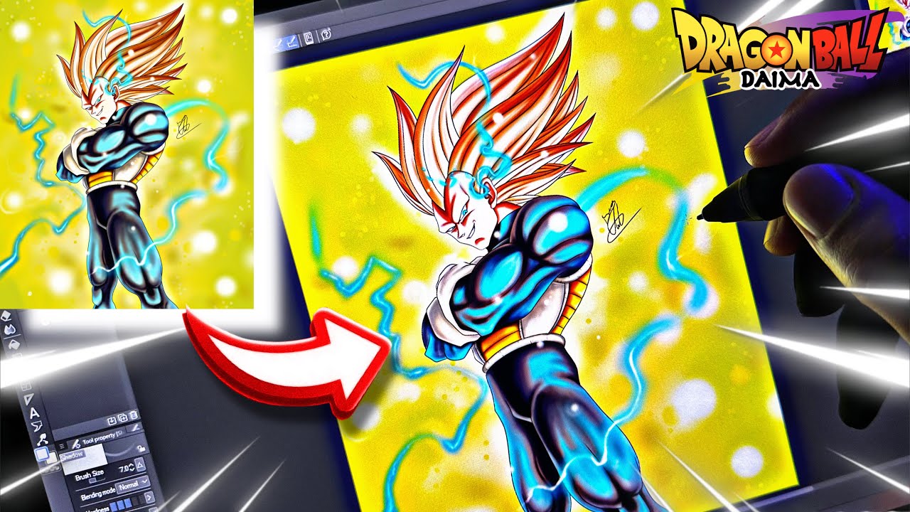 Speed Drawing Vegeta Ssj3 - Fanart [Vegeta Ssj3 Dragon Ball Daima]