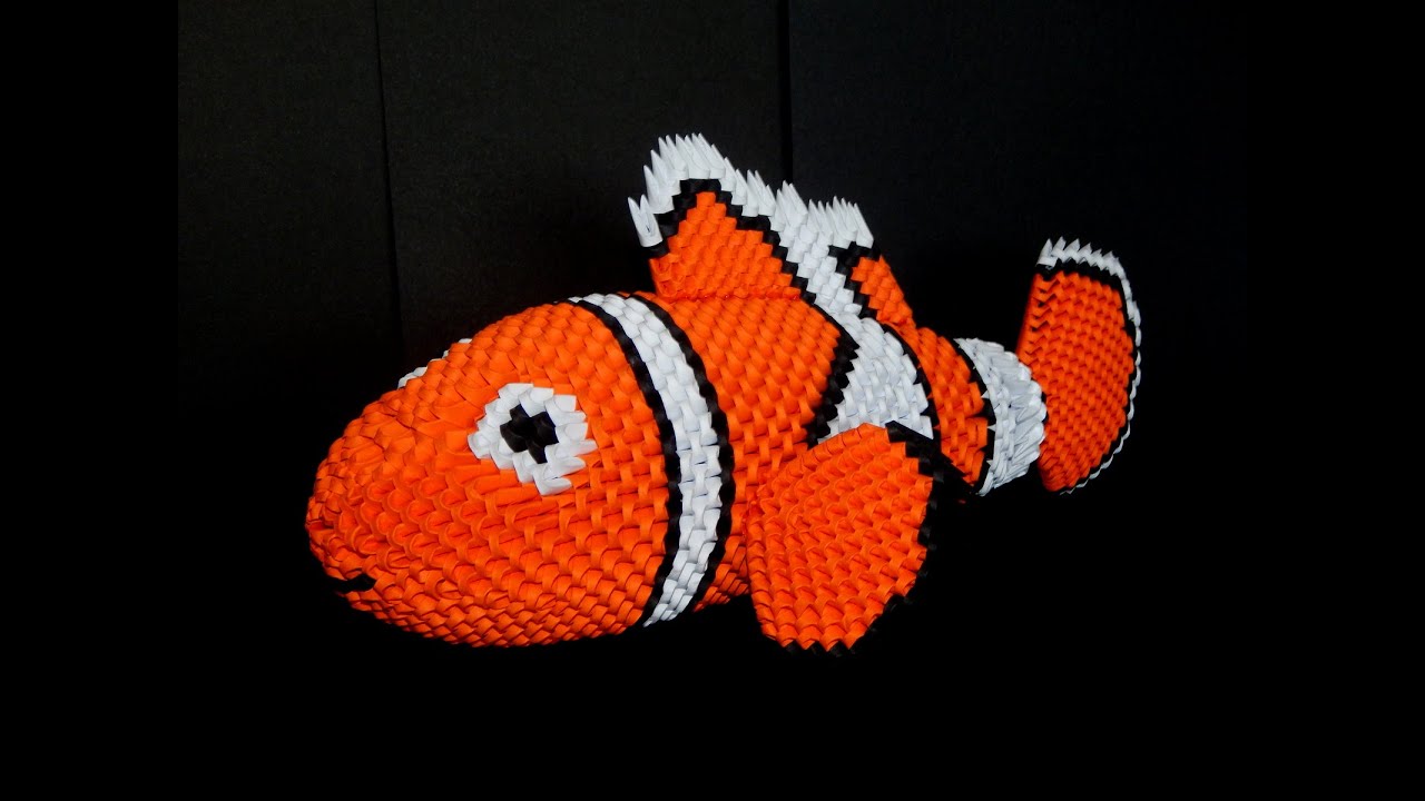 How to make 3d origami NEMO fish ( Finding Nemo ) part1