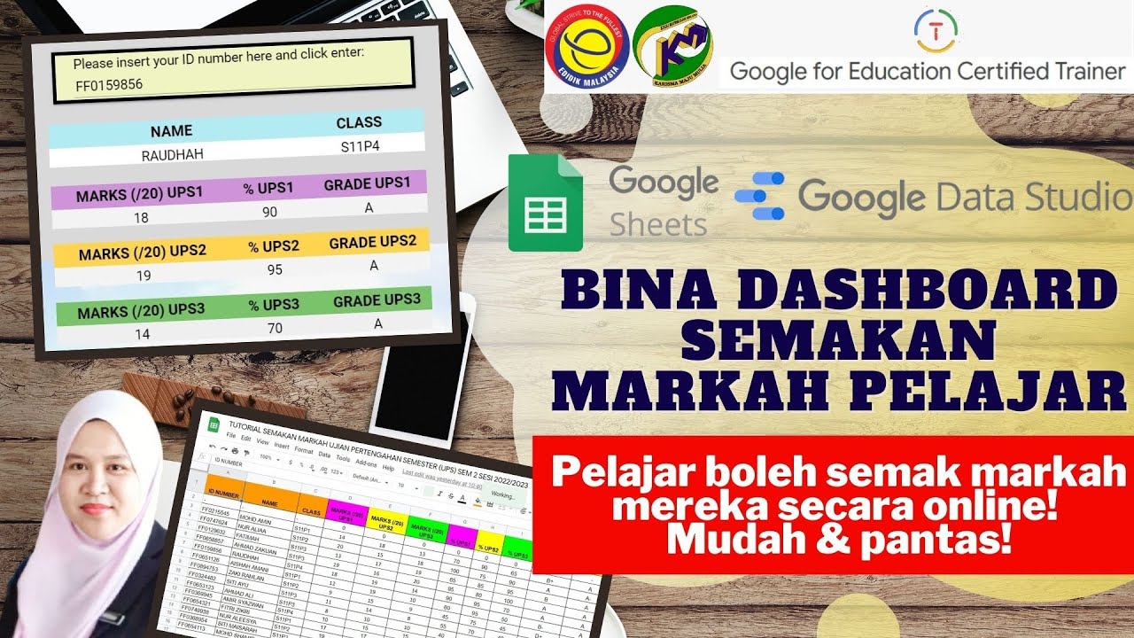 Data Studio:Cara Bina Dashboard Semakan Markah Pelajar |Filter markah dengan mudah,cepat dan pantas!