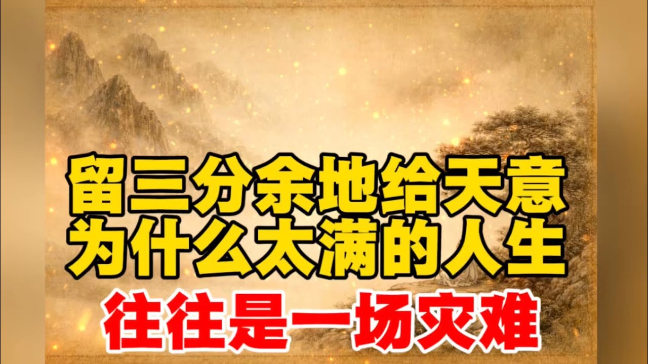留三分余地给天意：为什么太满的人生，往往是一场灾难？