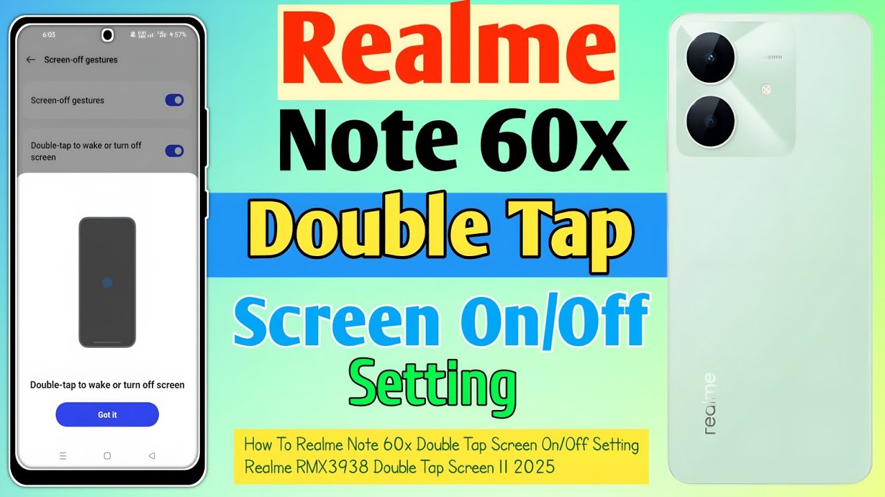 How To Realme Note 60x Double Tap Screen On/Off Setting || Realme RMX3938 Double Tap Screen || 2025