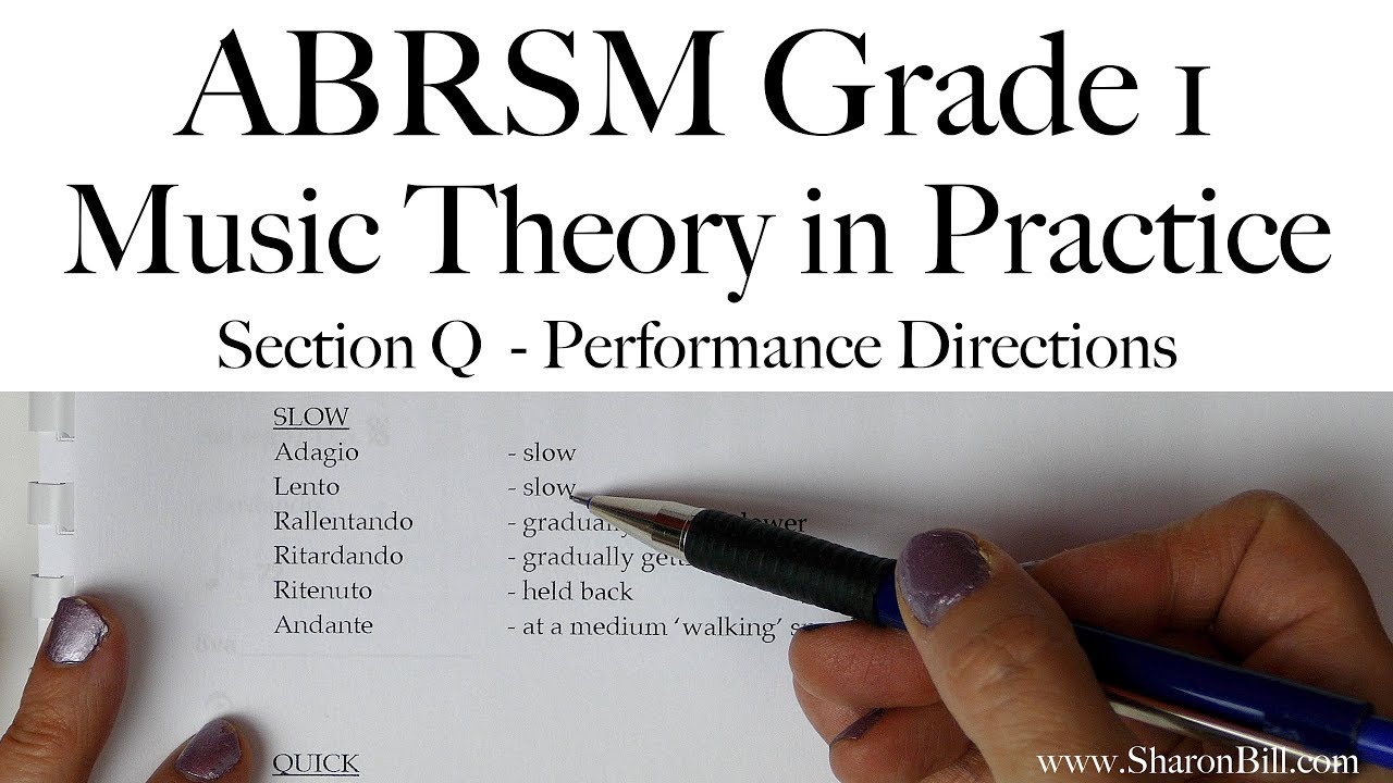 ABRSM Grade 1 Music Theory Section Q Performance Directions with Sharon Bill