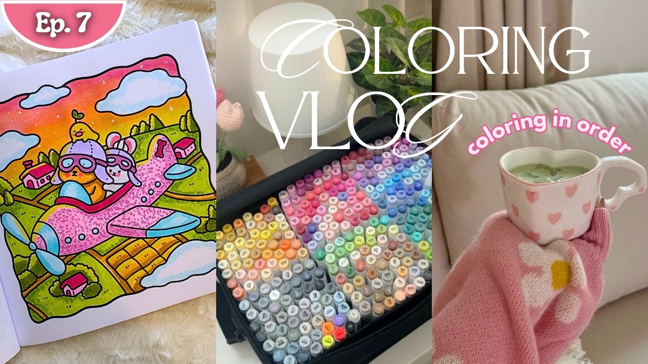 color with me 💖🌷coco wyo cozy cuties + ohuhu | homebody coloring vlog | ep. 7/36