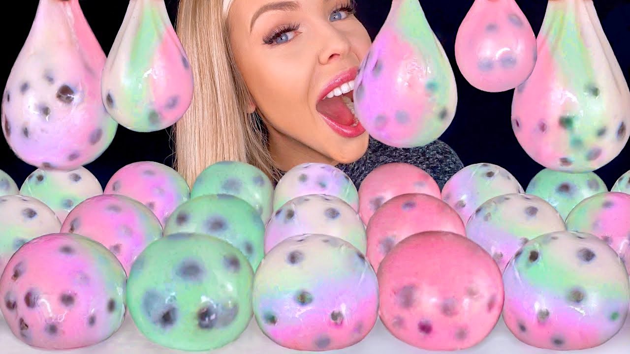 ASMR EDIBLE BUBBLE TEA WATER BOTTLE *NO PLASTIC* HOW TO MAKE, BOBA MUKBANG 먹방 꿀벌