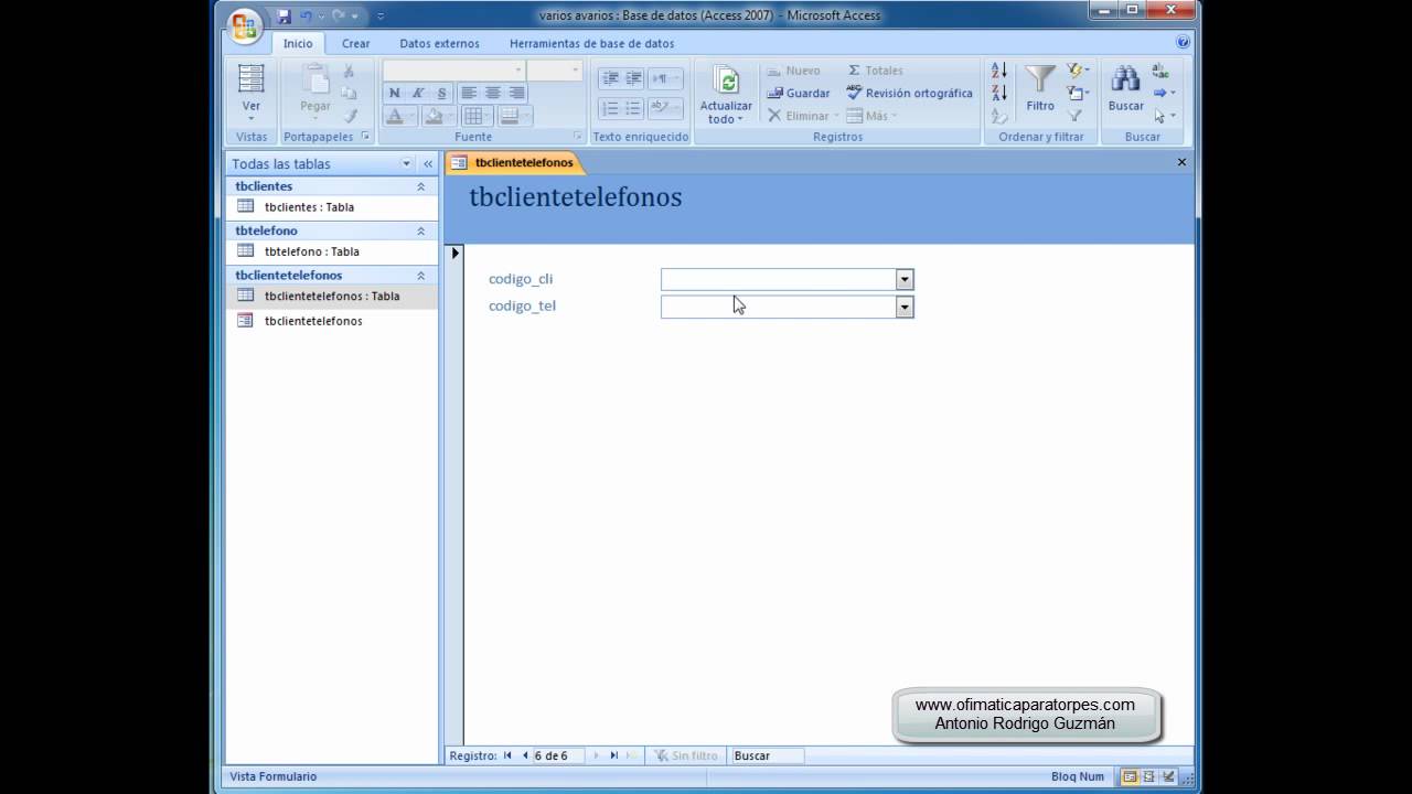 Curso access 2007: formulario para relacion varios a varios con cuadros combinados