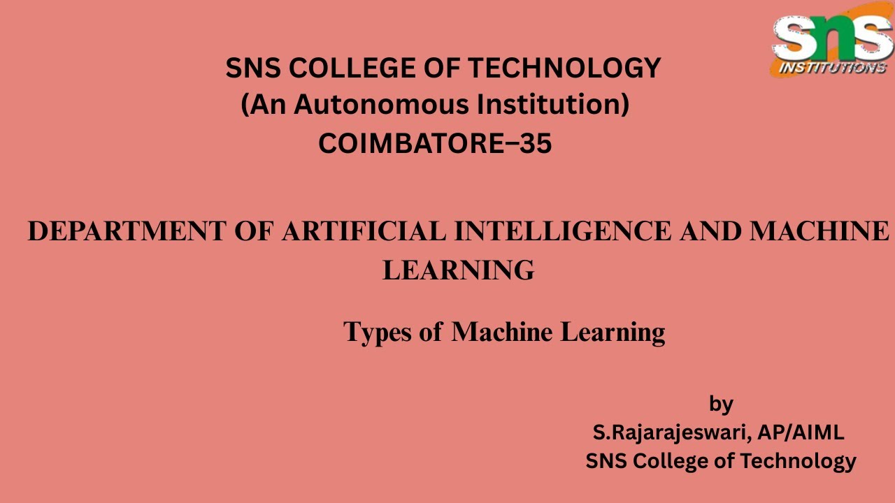 Types of Machine Learning | Machine Learning | SNS Institutions
