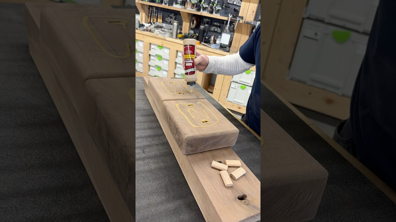 Getting the table base foot pads glued up with @Titebonddark and clamped with @BoraTool clamps