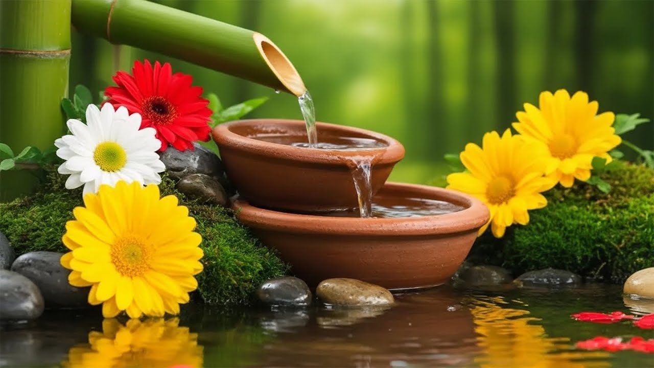 Zen Garden Water Fountain  Peaceful Nature Sounds & Relaxing Music