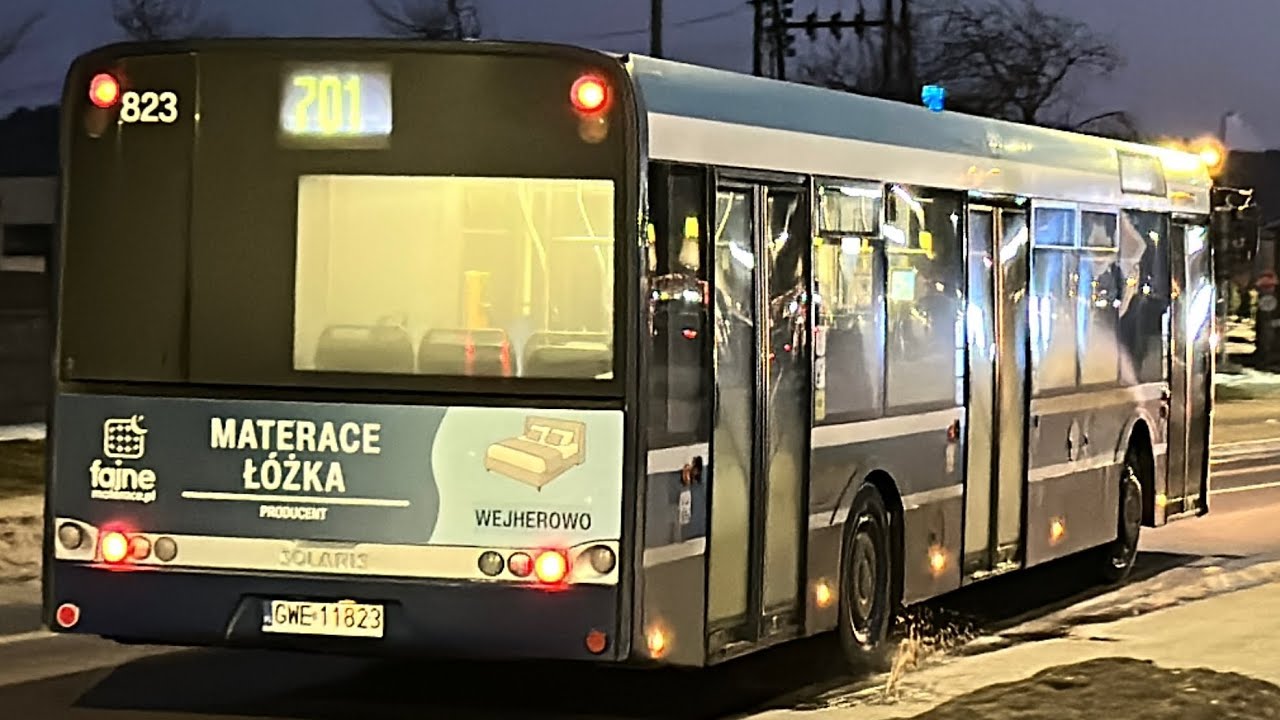 Na tej linii czasami przez cały kurs nie ma nikogo! Linia 701 MZK Wejherowo | Solaris urbino 12 823