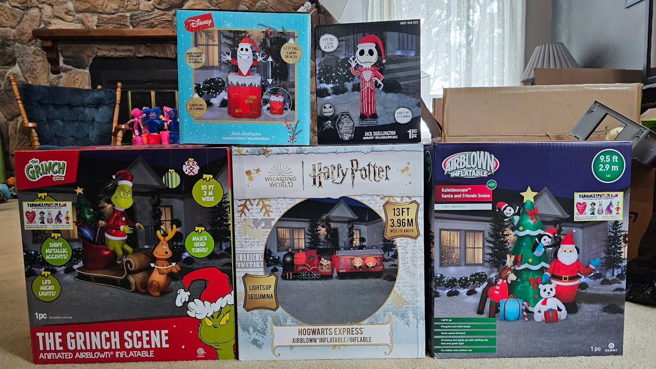 Unboxing 5 New Holiday Inflatables + Setting Up our Christmas Yard Display Live!