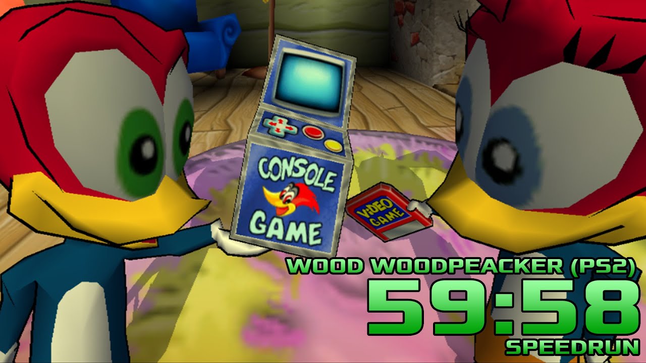 MINHA PRIMEIRA SPEEDRUN | COMO EU FIZ ISSO EM 59:58 EU LÁ VOU SABER - WOODY WOODPECKER (PS2)