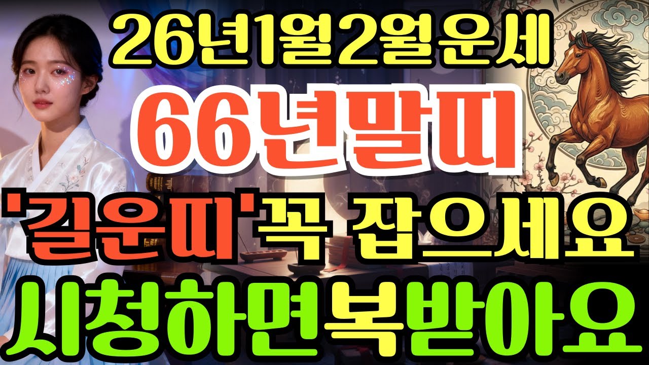 [66년말띠26년1월,2월운세]시청하면복이오는1966병오생말띠26년1월,2월운세
