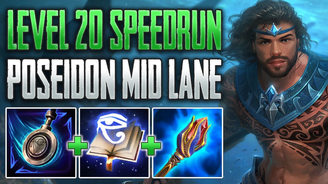 SPEEDRUNNING LEVEL 20! Poseidon Mid Gameplay (SMITE Conquest)
