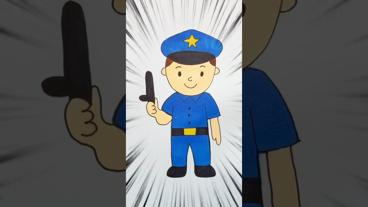 How to Draw a Police Officer 🚓👮 | Easy Step-by-Step Drawing for Kids