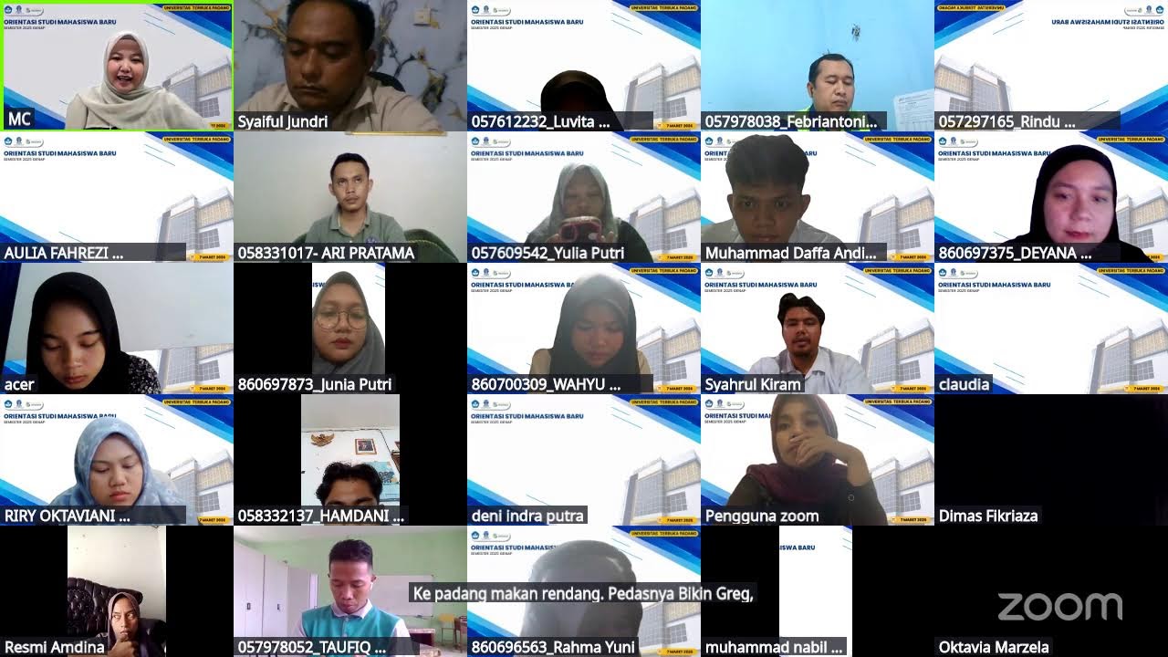 Orientasi Studi Mahasiswa Baru (OSMB) UT Padang Semester 2025/2026 Genap